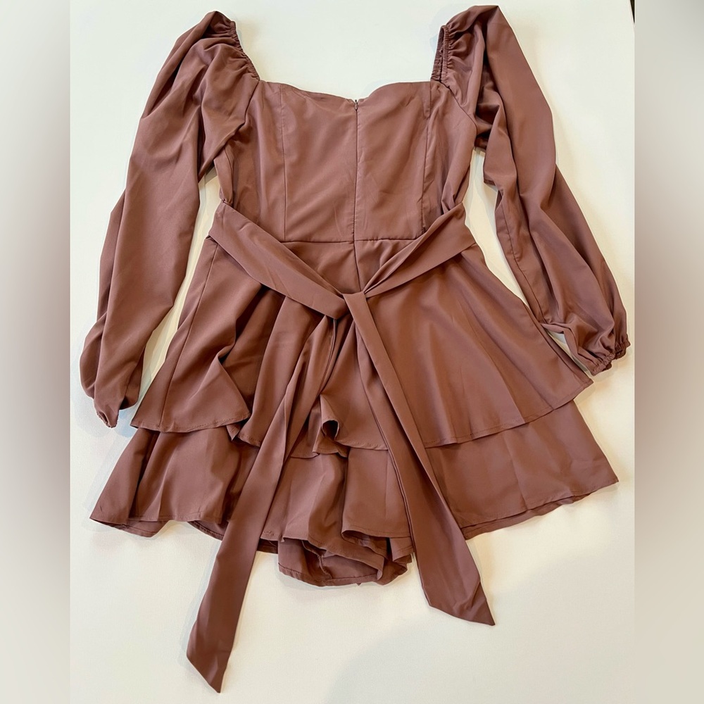New Lyaner Romper with Skirt Overlay Medium Long Sleeve Shorts Coquette - Picture 11 of 15